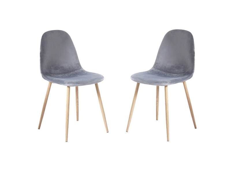 2 Designer Style Dinner//Dining Chairs Modern Kitchen Seat Pair Fabric in Grey