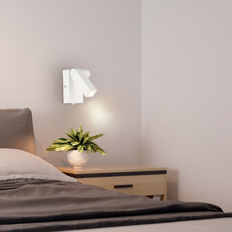 3w Led Rotatable Reading Light Bedroom Wall Mounted Lamp Fixture On Off Switch - Wall Mounted Lamps For Bedroom Reading